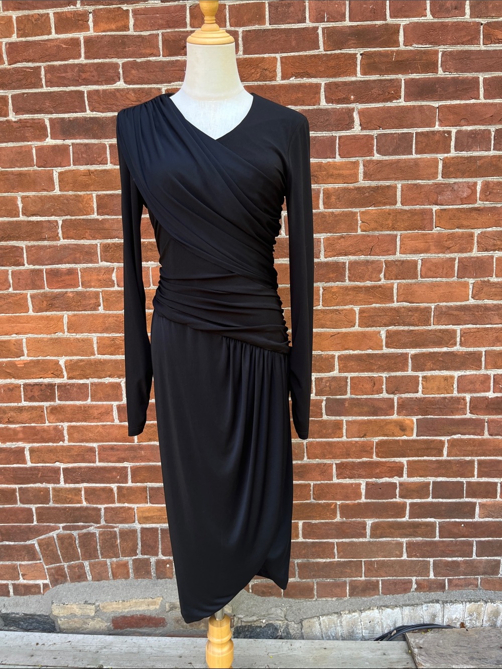 rag & bone Black Long-Sleeve Draped Wrap Dress